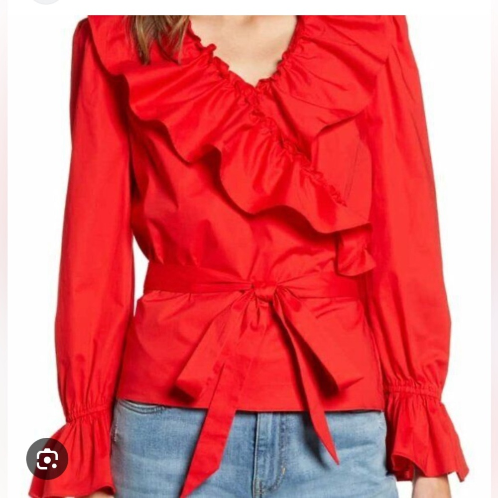 NEW Rachel Parcell Red Wrap Cotton Top Size XXL